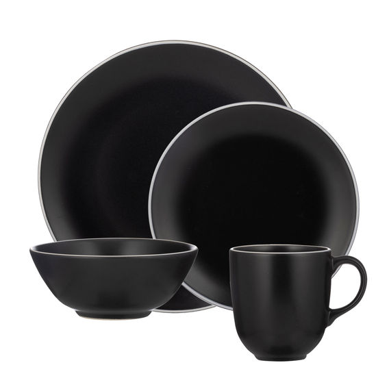 Mason Cash Stoneware 16pc Dining Set Black