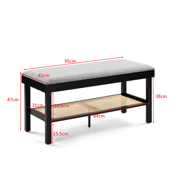 Charlie Bench Seat with Shelf Black