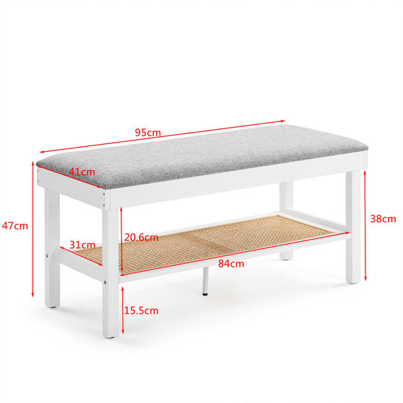 Charlie Bench Seat with Shelf White