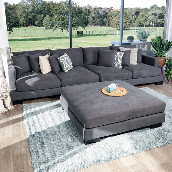 Dallas 4 Seater with Ottoman Charcoal