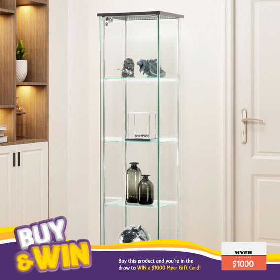 West Glass 4-Tier LED Display Cabinet