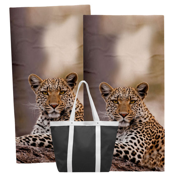 Beach Towel and Tote Pack - Leopard 