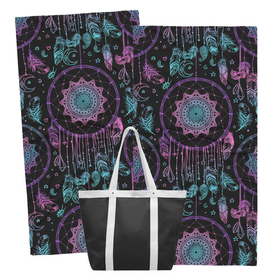 Beach Towel and Tote Pack - Dreamcatcher 