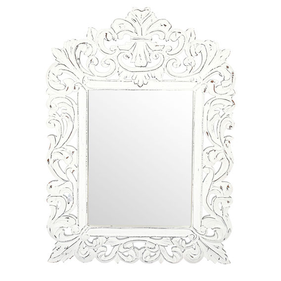 Columbus Small Mirror - White Antique