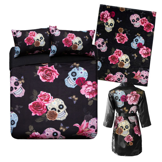 Day of the Dead Printed Quilt Bundle - King