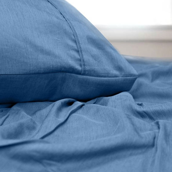 Bamboo Blend 6pc Sheet Set 4 Colours, 3 Sizes  - Sterling Blue Double