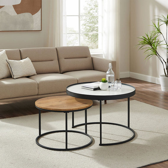 Criterion Nesting coffee table set. White/oak