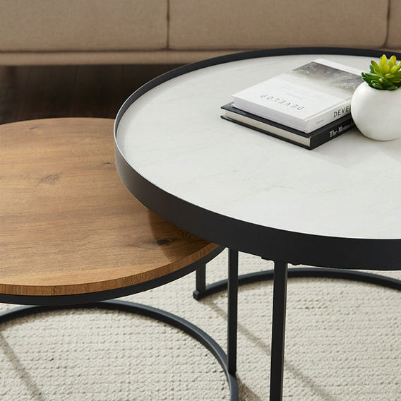 Criterion Nesting coffee table set. White/oak