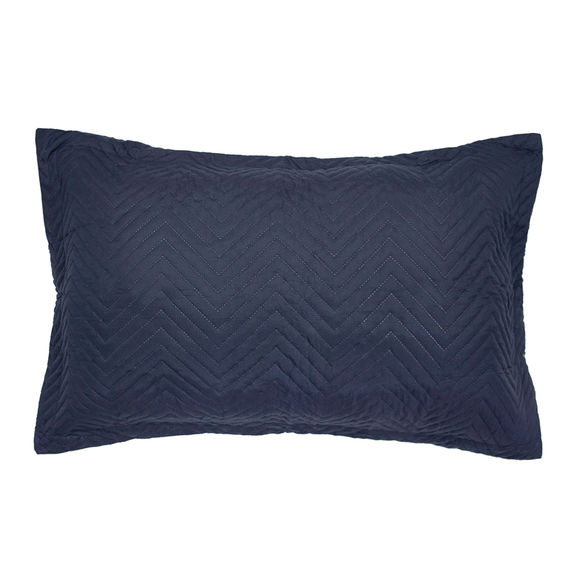 Herringbone Embossed Coverlet Set - Navy S/D