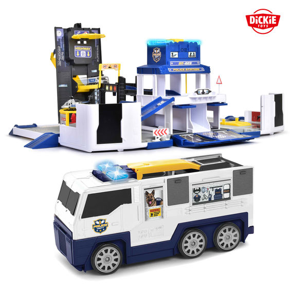 Dickie Toys Folding Police Truck Playset