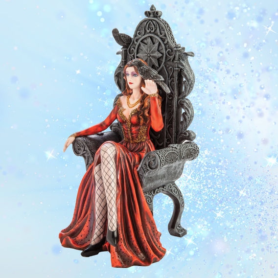 Red Queen On Throne With Raven