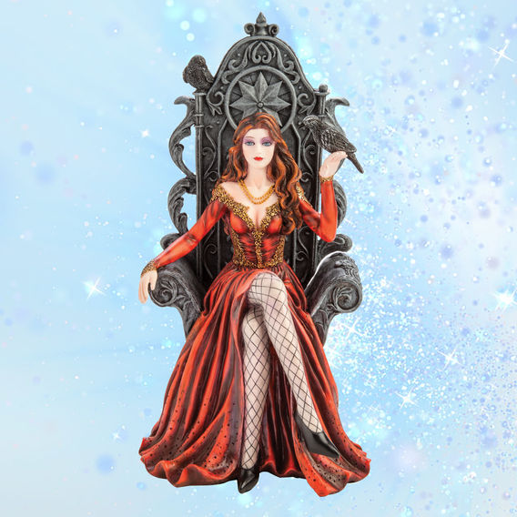 Red Queen On Throne With Raven