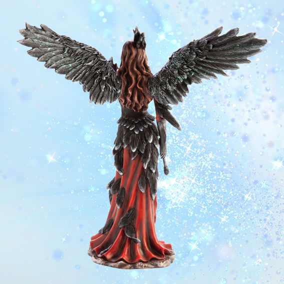 Dark Angel With Crow Figurine