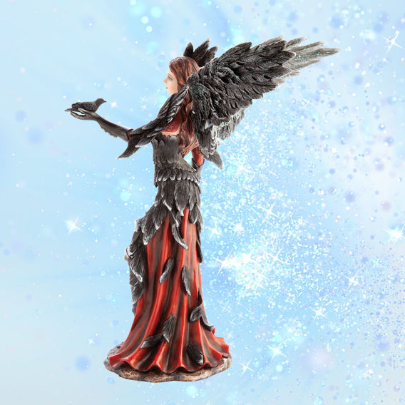 Dark Angel With Crow Figurine