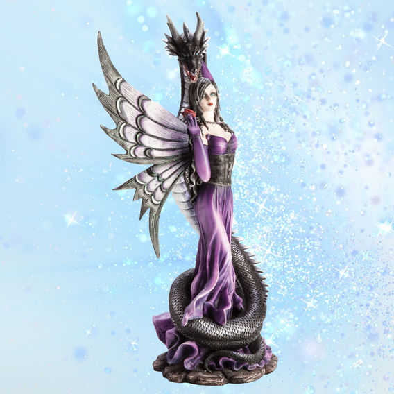 Purple Fairy With Black Serpent Figurine