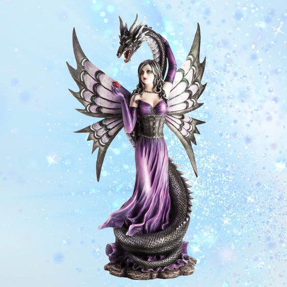 Purple Fairy With Black Serpent Figurine