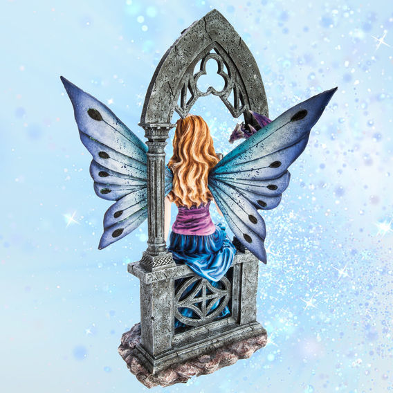 Fairy In Blue Dress Under Stone Arch Figurine