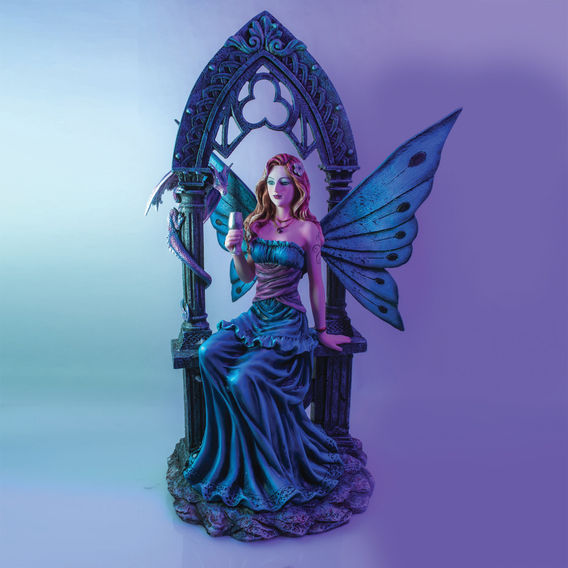 Fairy In Blue Dress Under Stone Arch Figurine