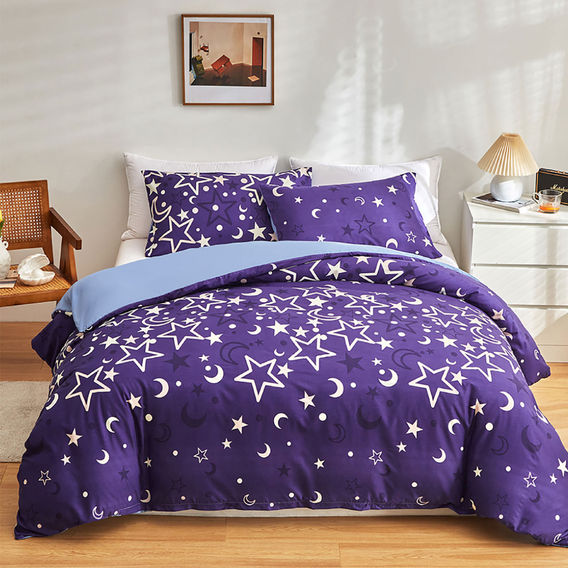 Kids Glow In The Dark Quilt Cover Bundle Night Sky - Single