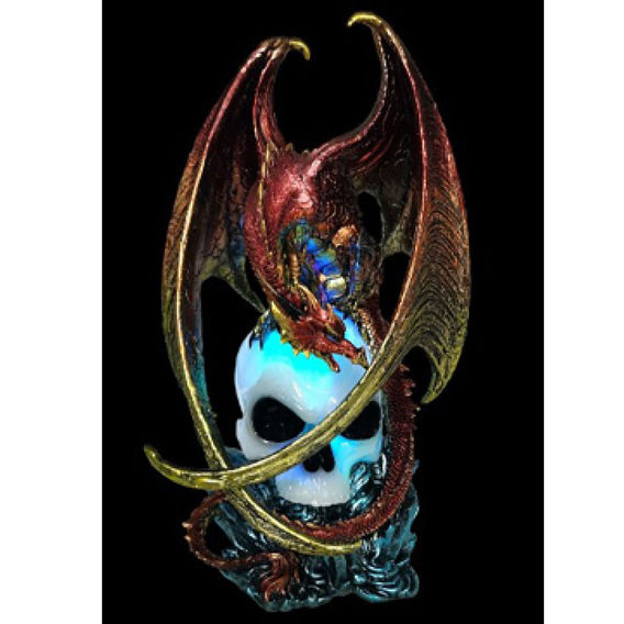 Red Dragon on Light Up Skull Lair