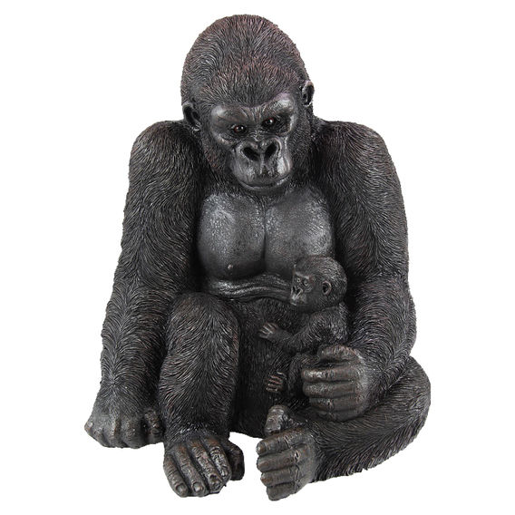 Mother Gorilla with Baby Garden Statue