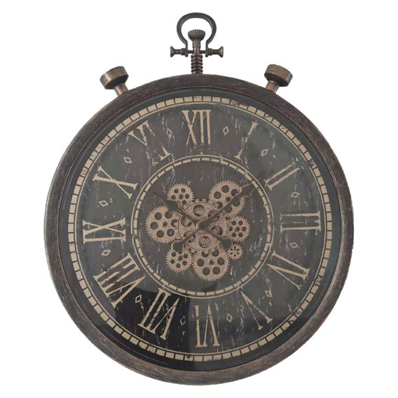 Antique Time Piece Clock with Moving Cogs