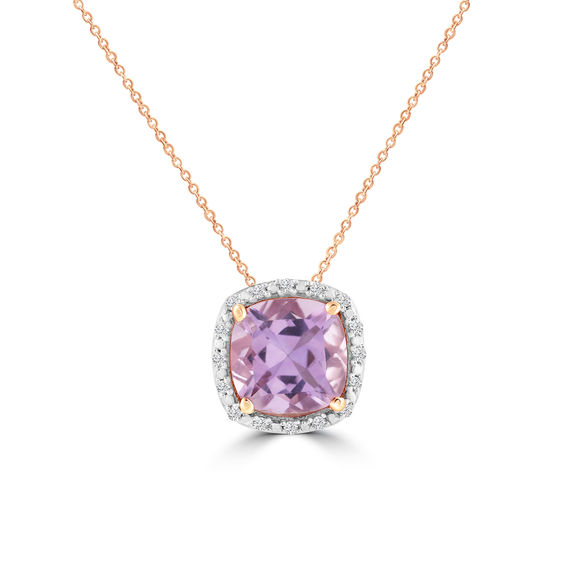 9K RG Diamond & Amethyst Pendant Necklace