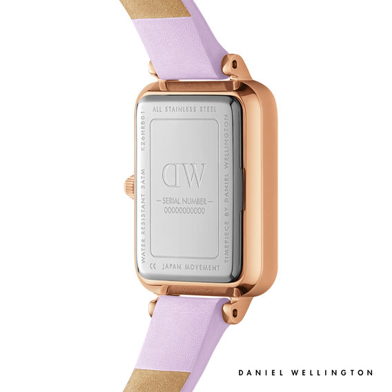 Quadro Lavender Rose Gold Leather Watch
