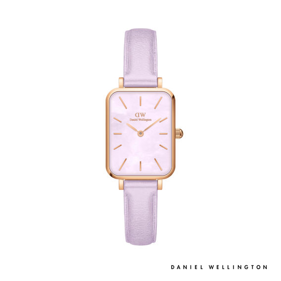 Quadro Lavender Rose Gold Leather Watch