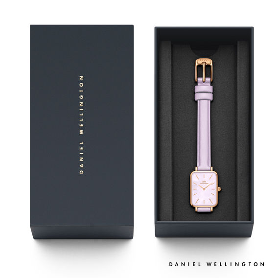 Quadro Lavender Rose Gold Leather Watch
