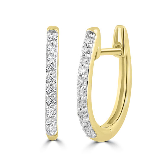 9K Diamond Huggie Earrings - Yellow Gold