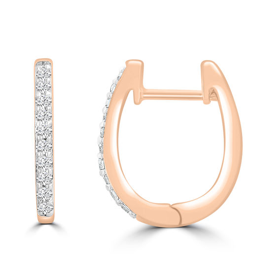 9K Diamond Huggie Earrings - Rose Gold