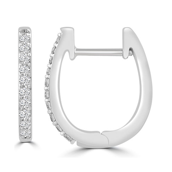 9K Diamond Huggie Earrings - White Gold