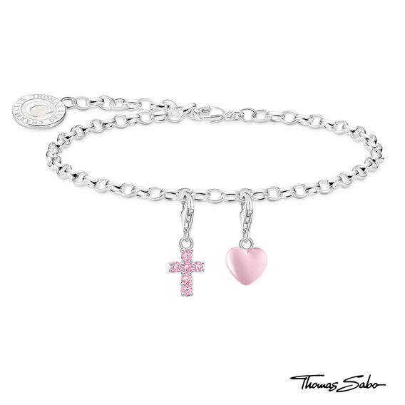 TS Silver Fine Belcher Bracelet with Charms