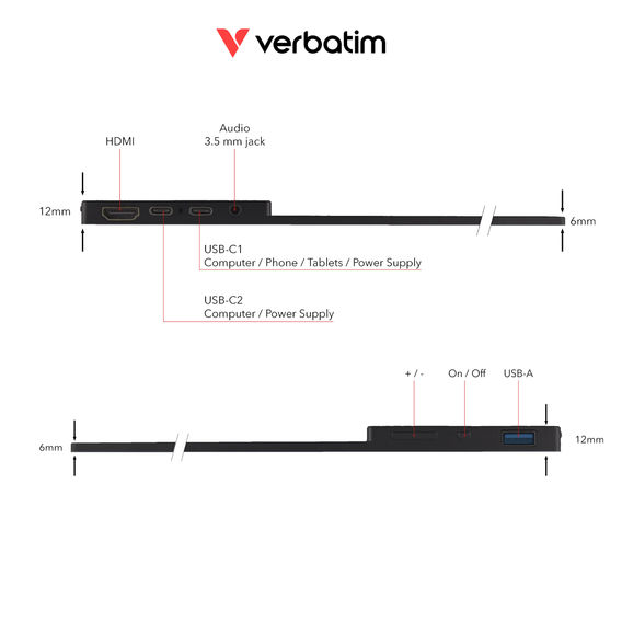 Verbatim Portable Touchscreen FHD Monitor - 17.3in