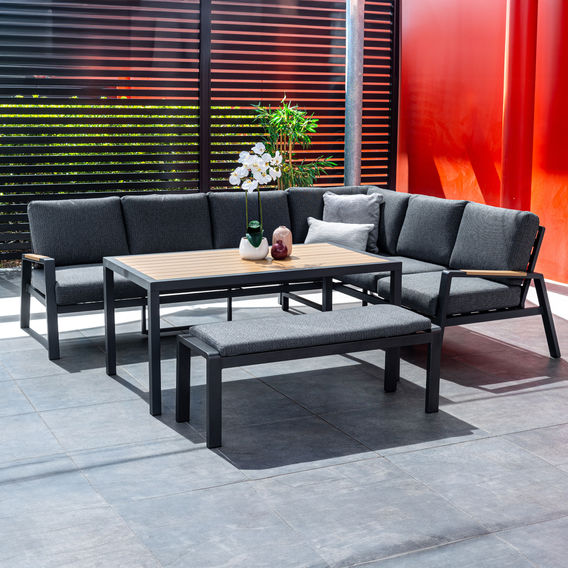 Letto 5Pc corner Mid Height Dining Set - Charcoal