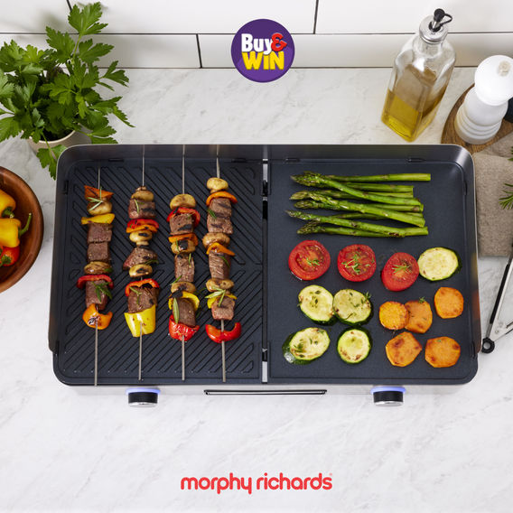 Morphy Richards Benchtop Electric BBQ Grill - Stainless Steel