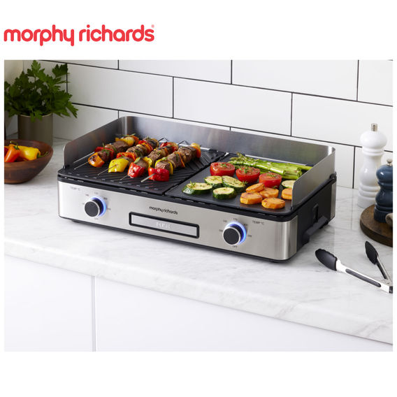 Morphy Richards Benchtop Electric BBQ Grill - Stainless Steel