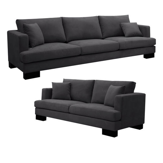 Gemma 3-Seater + 2-Seater Lounge Suite in Charcoal