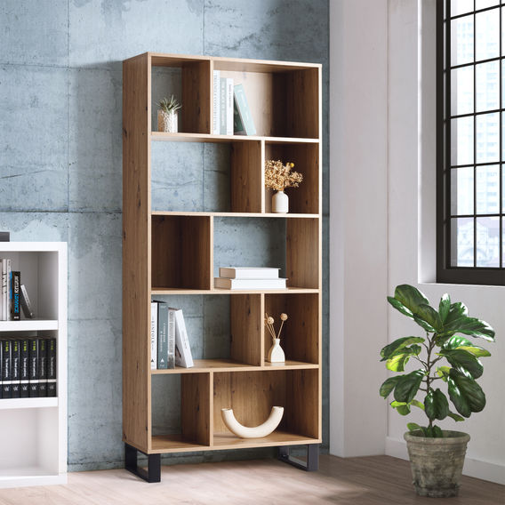 Caleb 5-Tier Industrial Bookcase Storage Display Shelf