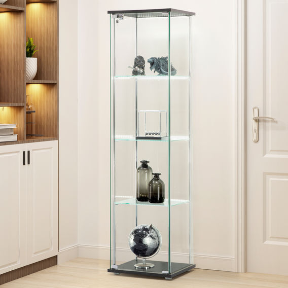 West Glass 4-Tier LED Display Cabinet