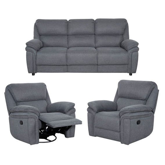 ROCKPORT 3-Seater Sofa Bed Suite in Dark Grey