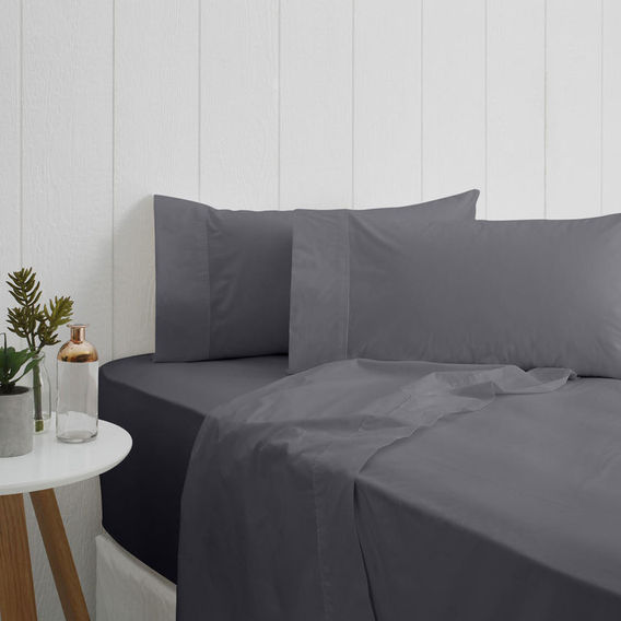 Breathe 5PC Cotton Sheet Set in Charcoal - Queen