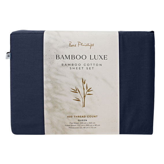 Bas Phillips Bamboo/Cotton Sheet Set in Navy - Queen