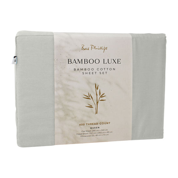 Bas Phillips Bamboo/Cotton Sheet Set in Silver - Queen