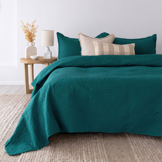 Bambury Embossed Coverlet Set in Teal - S/D