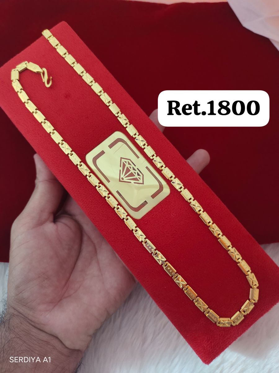 Gold Plated Textured Link Chain for Men - Daily & Festive Wear 3