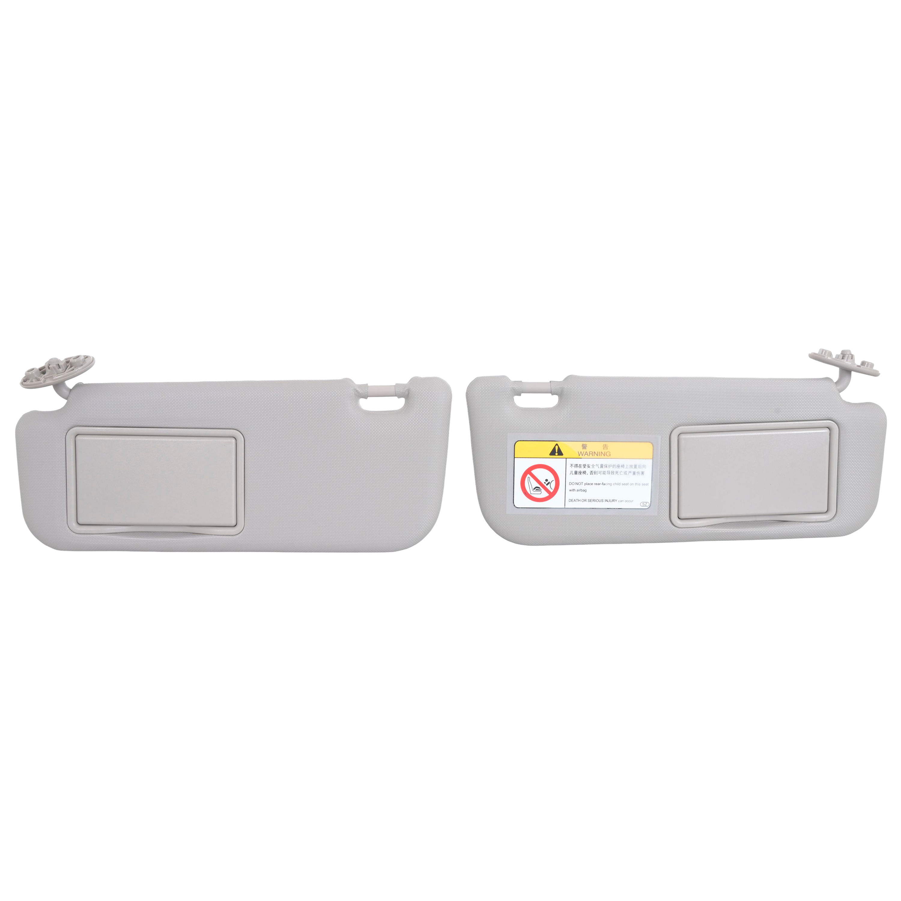 Juego Viseras Derecha/Izquierda Toyota Corolla 2014-2019 2 Piezas Con Espejo Sin Luz Gris Plastico