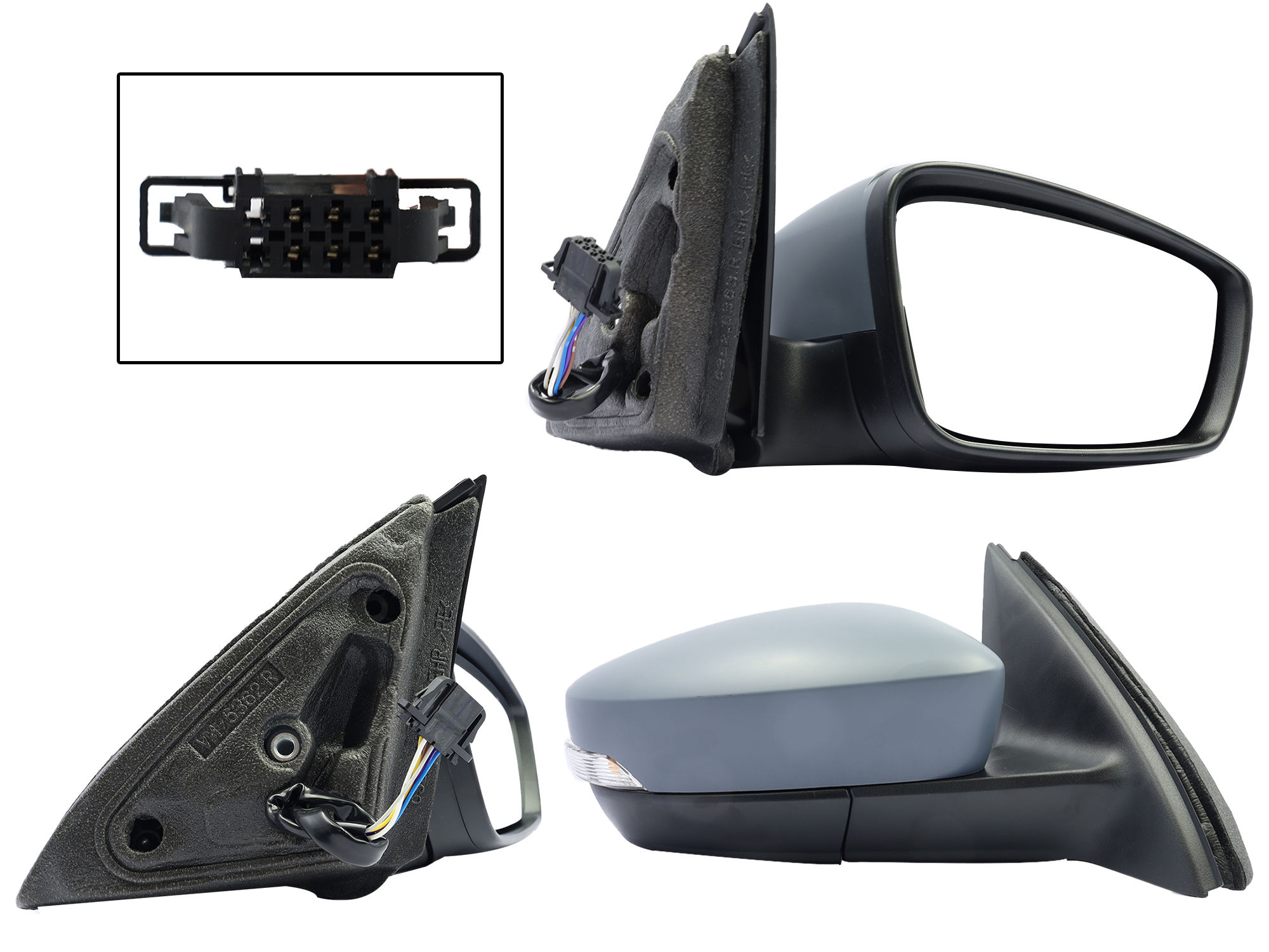 Espejo Derecho SEAT Toledo 2013-2019 6 Pines Con Luz Direccional Con Desempañante Eléctrico Para Pintar