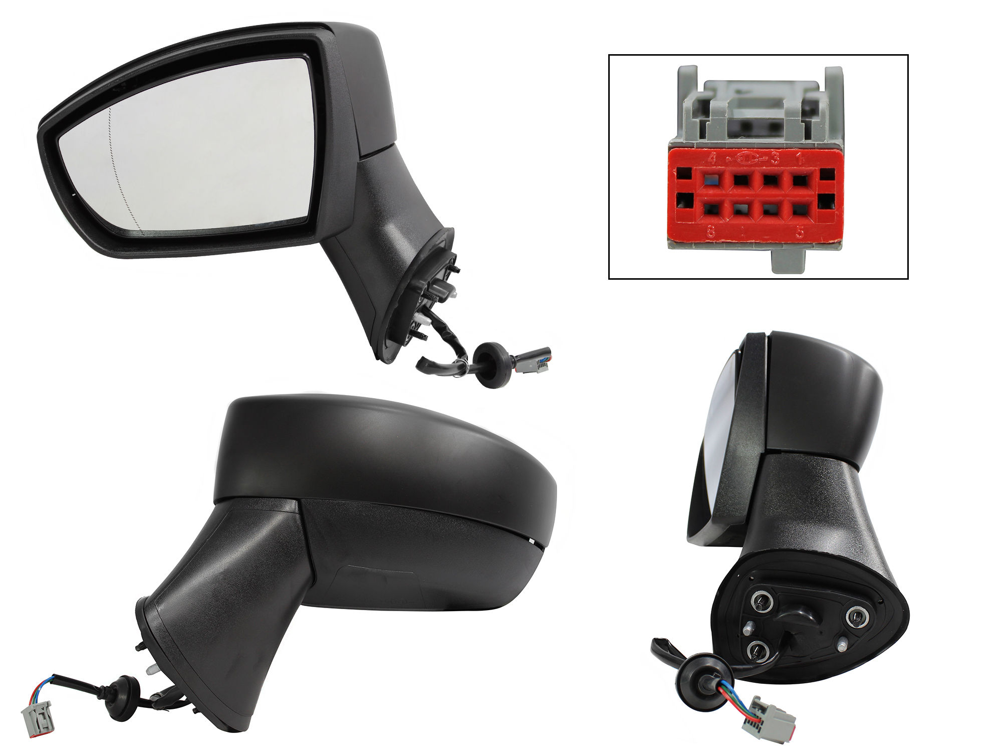 Espejo Izquierdo FORD Ecosport 2013-2017 3 Pines Eléctrico Para Pintar